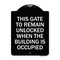 Signmission This Gate to Remain Unlocked When Building Is Occupied Heavy-Gauge Alum, 24" x 18", BW-1824-22815 A-DES-BW-1824-22815 - alternate 1